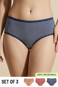 Zivame Medium Rise Full Coverage Hipster Panty (Pack of 3) - Multicolor — thumbnail 1